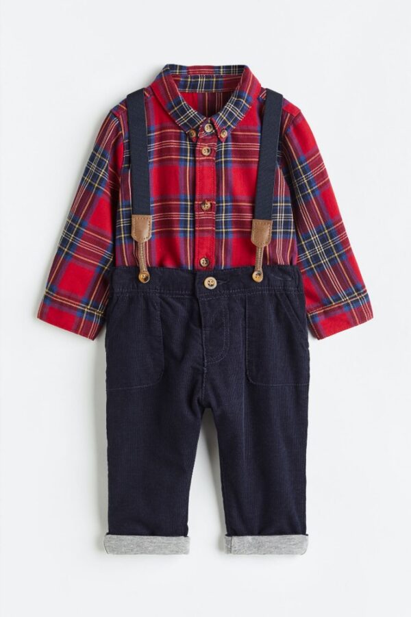 H&M Chequred Set with Suspenders