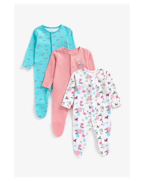 Mothercare Pink zebra sleepsuit pack