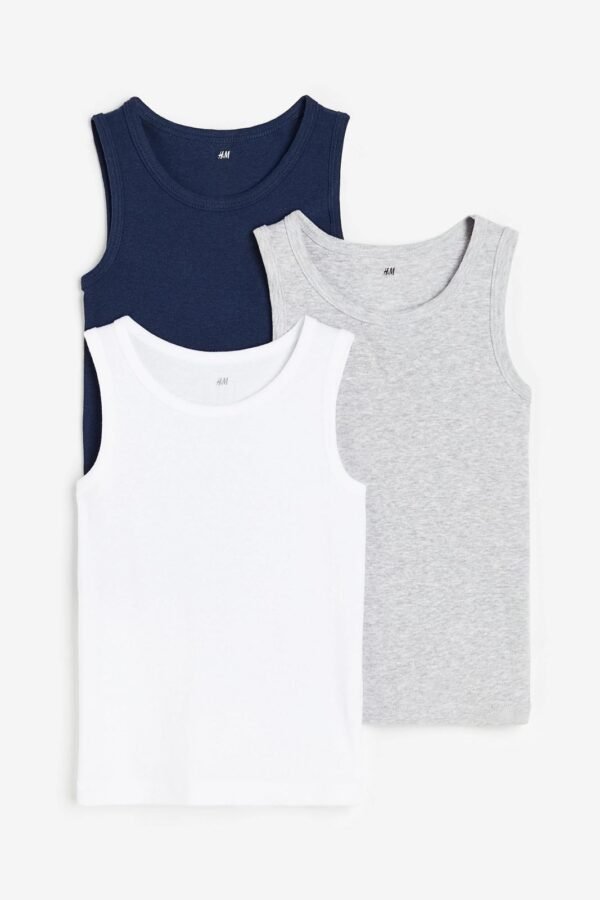 H&M vest 3 pack white gray blue