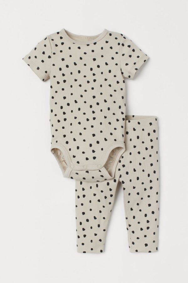 H&M Spotted brown cotton set 2pc