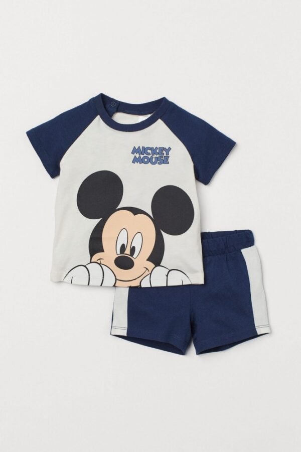 H&M Mickey shirt and shorts Set Blue