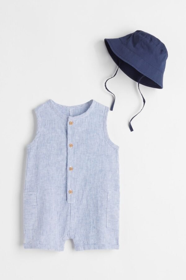 H&M blue romper and hat set