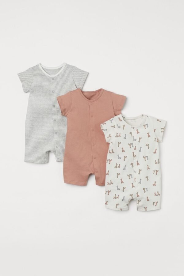 H&M giraffe multi color 3 pack romper