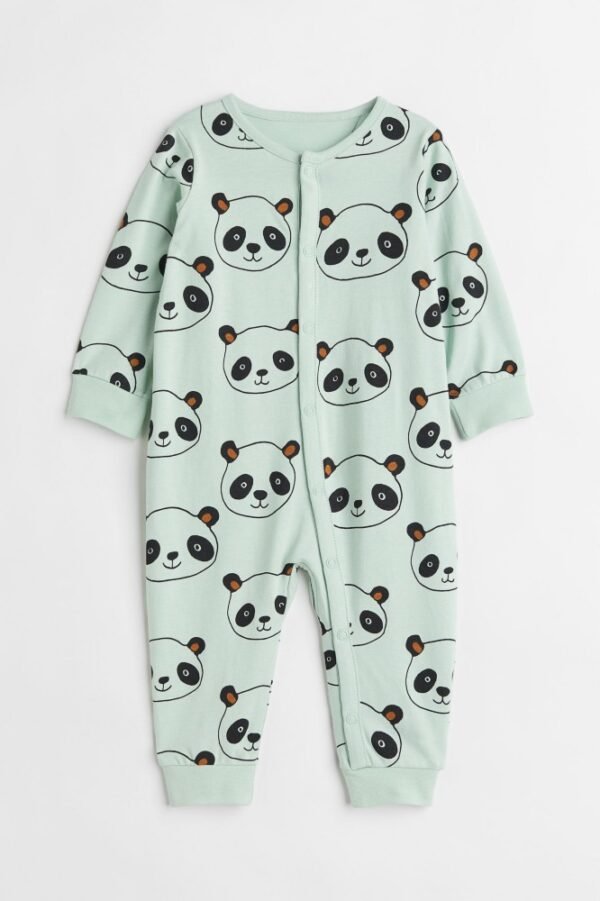 H&M Green Panda Sleepsuit