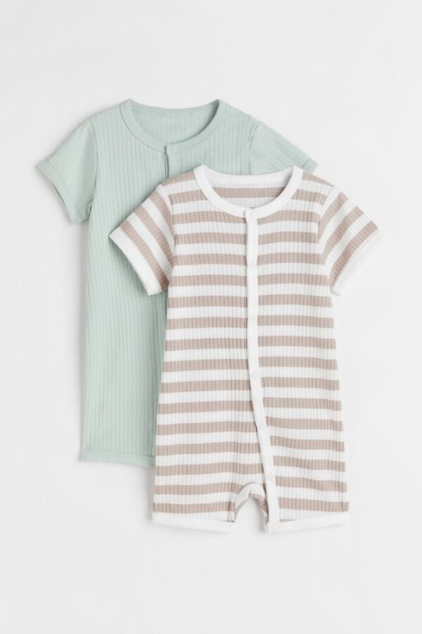 H&M Stripe romper cotton 2 pack half sleeves