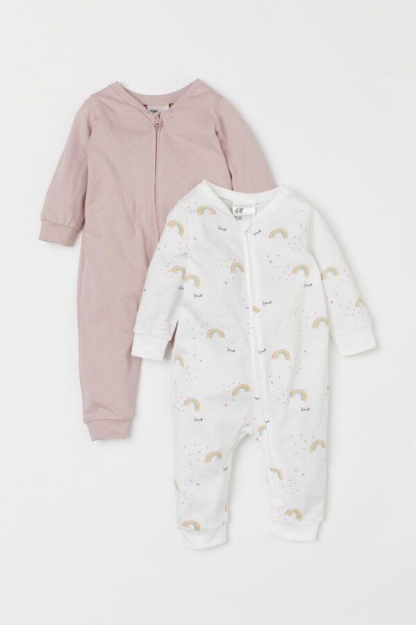 H&M Rainbow sleepsuit 2 pack