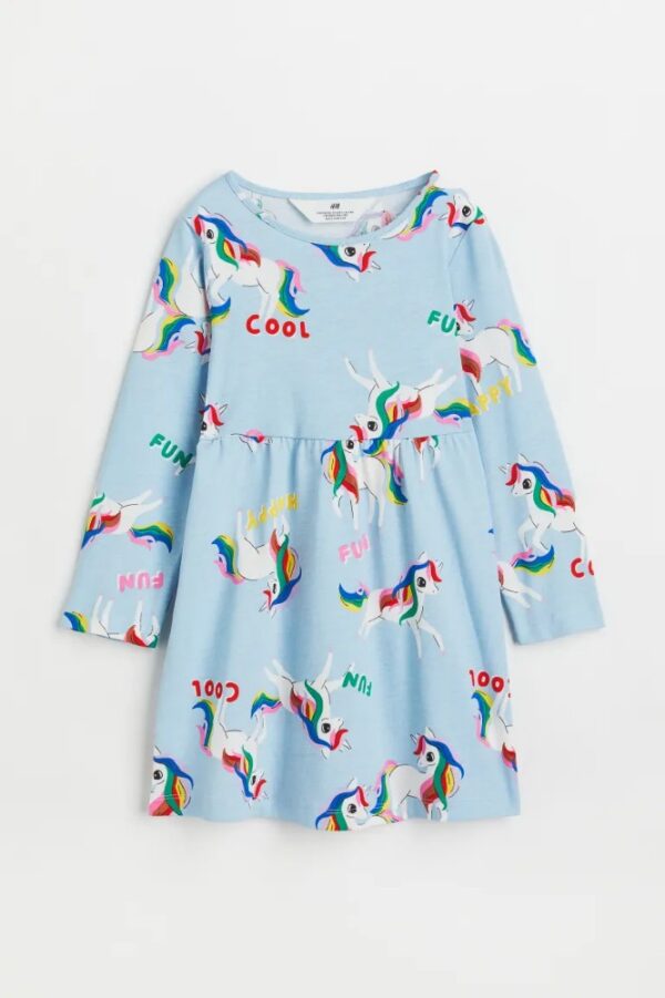 H&M unicorn blue cotton dress
