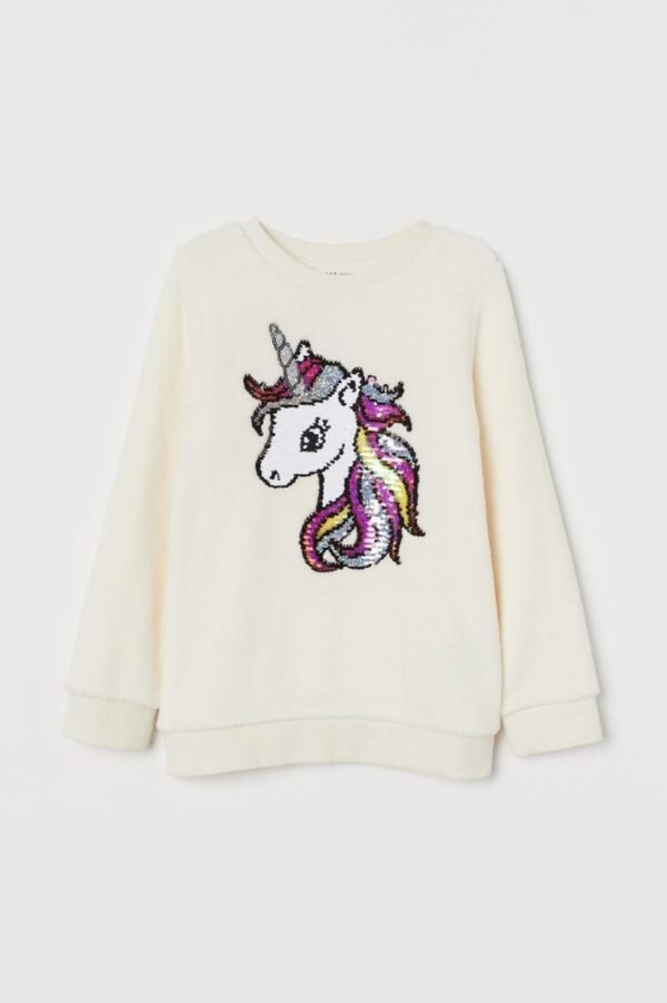 H&M unicorn sequin fleece sweater