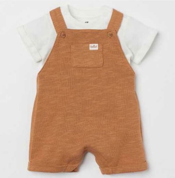 H&M Brown white dungarees set