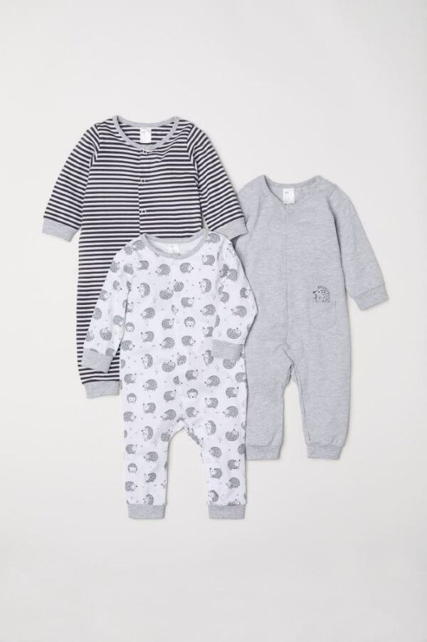 H&M grey set of 3 sleepsuit set