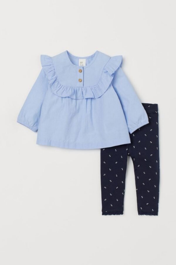 H&M blue top and trouser set