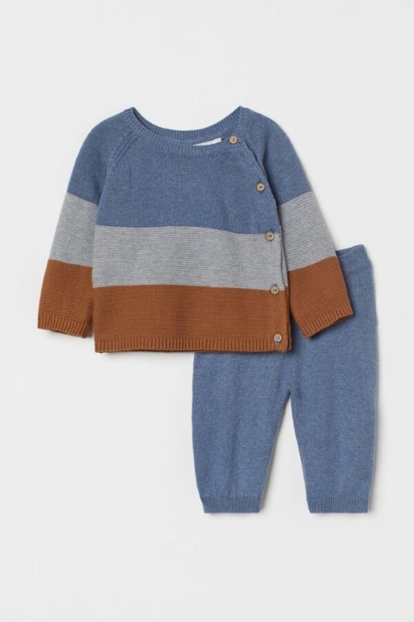 H&M blue striped knit set