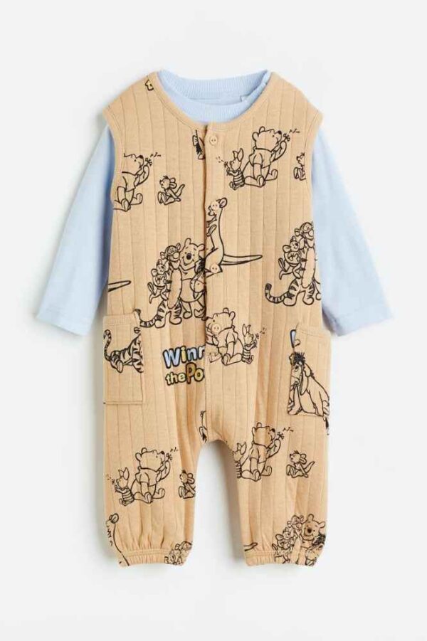 H&M winnie the pooh padded dungaree set