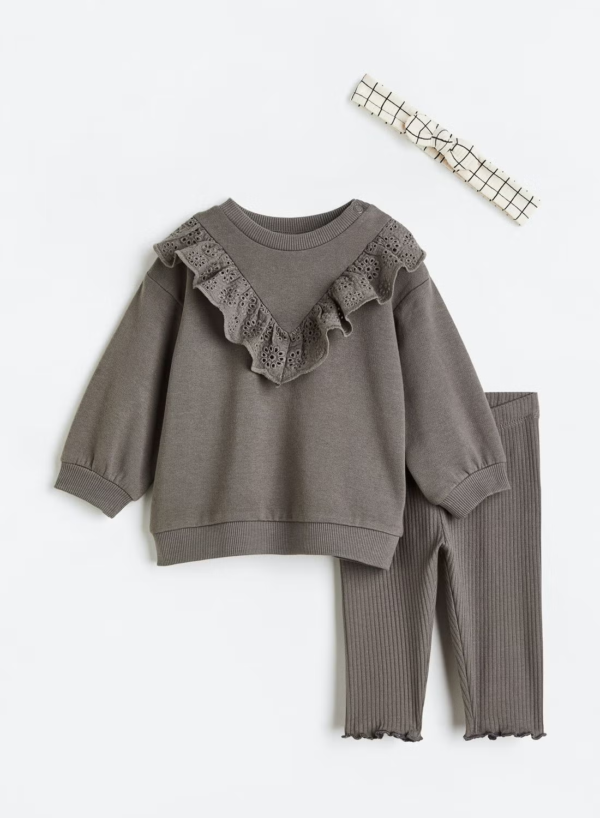 H&m grey flounced 3 pc set