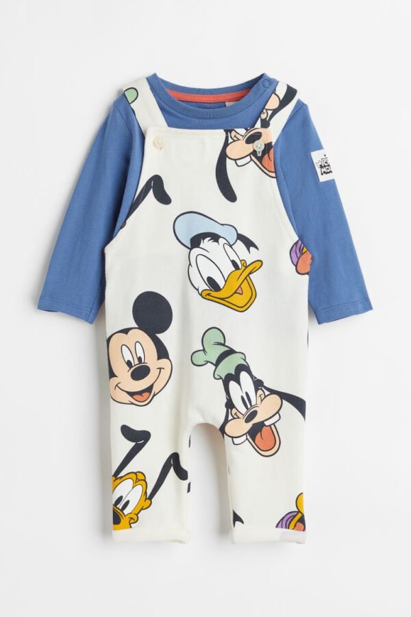 H&M Mickey and friends dungaree set