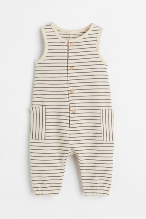 H&m striped black beige jumpsuit