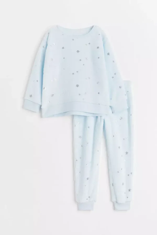 H&m fleece pj set star blue