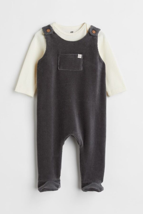 H&m fleece dungarees set