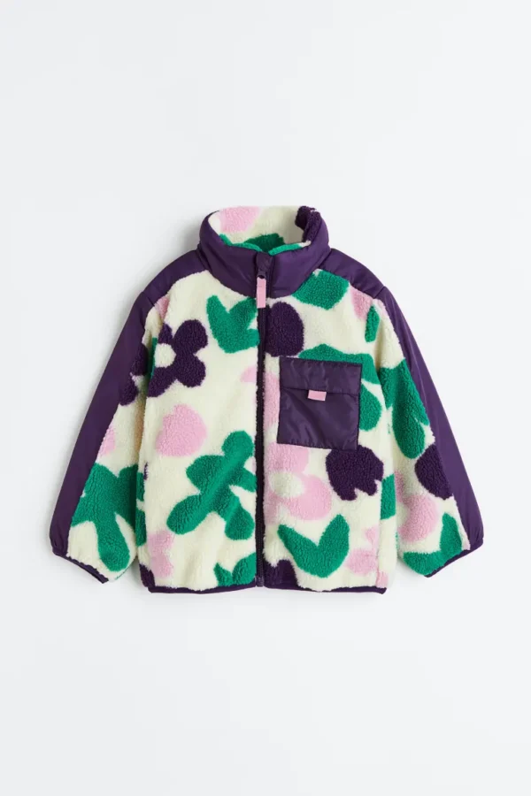 H&m teddy jacket purple