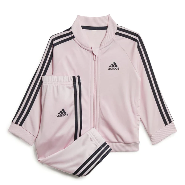 Adidas pink tracksuit with black stripes