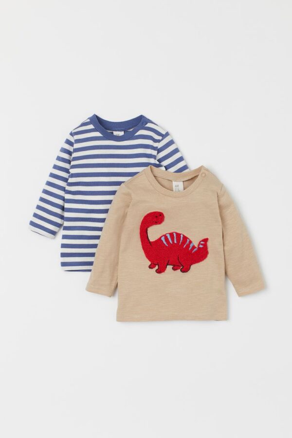 H&M dino embroidered shirt set