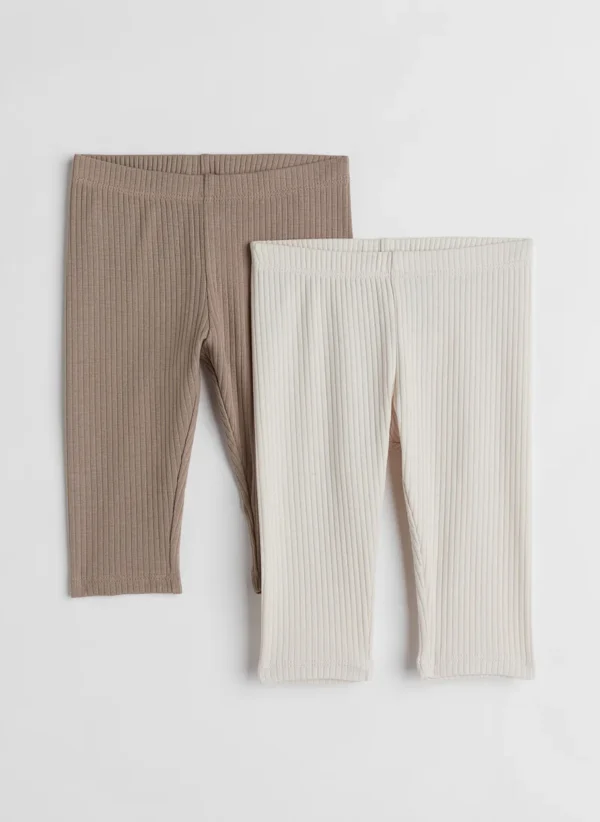 H&M beige ribbed tights set