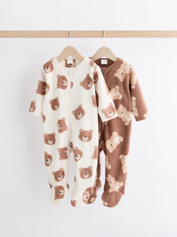 Next teddy fleece sleepsuit two pack