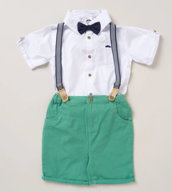 Little gent set green white